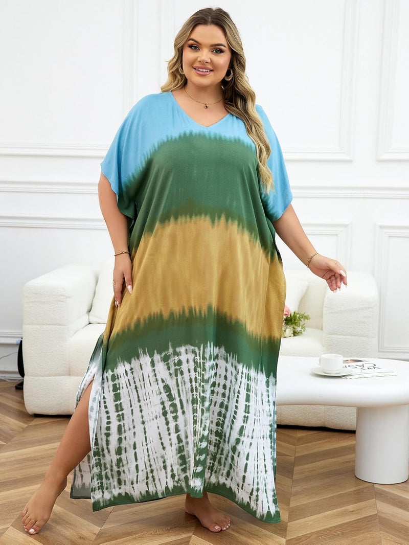 IMAGEKOPE Kaftan Dresses for Women Plus Size Bathing Suit Cover up Caftan Maxi Beach Dresses - Image 2